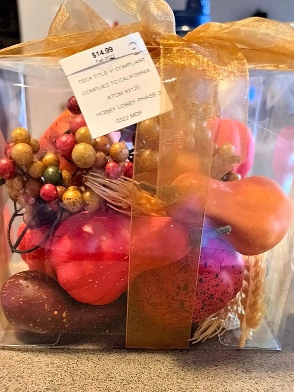 Fall Harvest Fruit Arrangement Decor NWT
